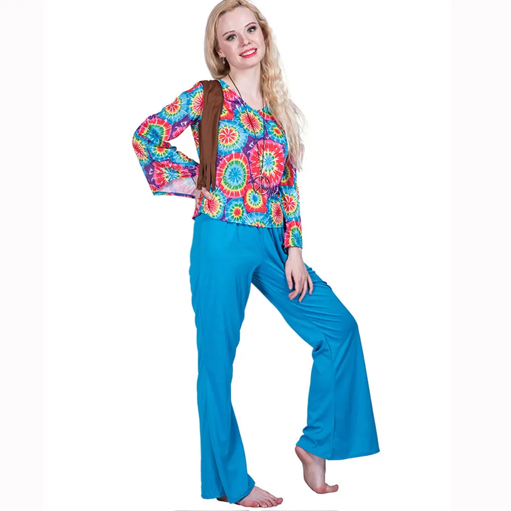 Männer Frauen Hippie Liebe Frieden Kostüm Phantasie Karneval Herren Vintage 70er Jahre Weste Party Hippie Outfit Kostüm