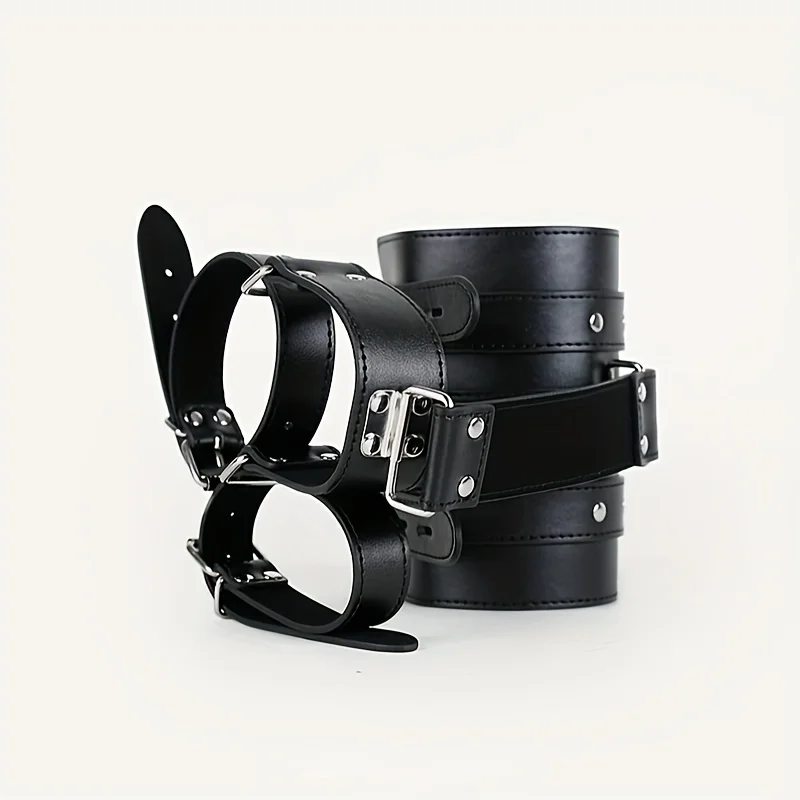 Fashion Women Sexual Restraint Back Handcuffs Sexy Training Leather Bondage Props Role Play Body Accessories