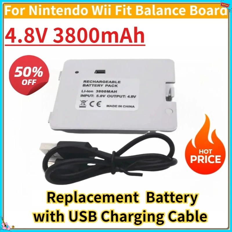

New Replacement Rechargeable Battery 4.8V 3800mAh with USB Charging Cable for Nintendo Wii Fit Balance Board