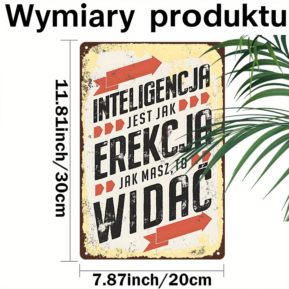 Intelligence Is Like an Erection-Only Matters If It's Visible, Polish Bold Humor Sign, for Man Cave Bathroom Decor