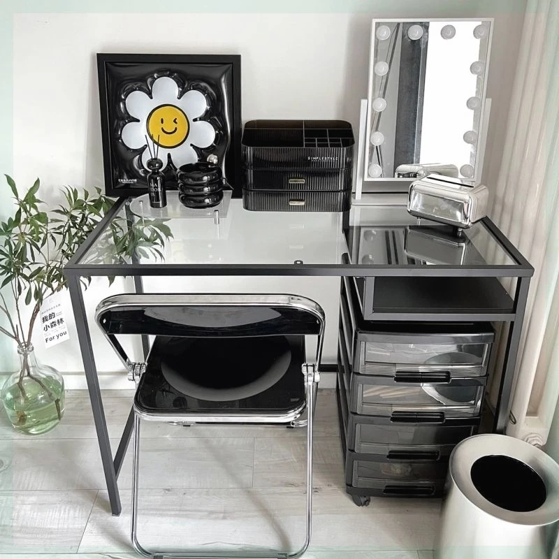

Nordic Hidden Vanity Table Dest Black European Corner White Dressing Table Modern Saving Make Up Tafel Furnitures For Bedroom