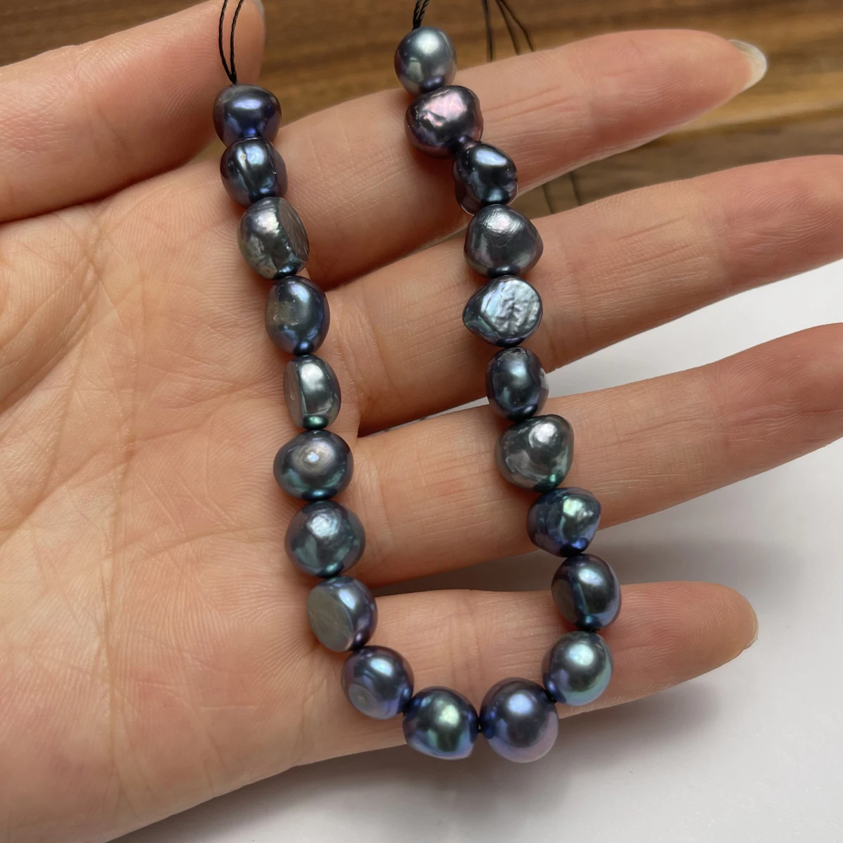 

18cm 8-9mm Black Irregularly Shaped Natural Pearl Semi-Finished Beads for Jewelry Making DIY Women Necklace Bracelet Accessories