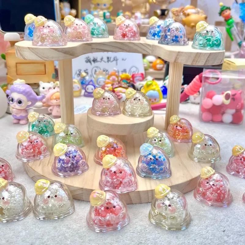 Caja ciega de la serie de fiesta iridiscente de huevo escalfado, Mini juguetes de frijol, caja misteriosa, modelo de figura de acción, adorno de escritorio, regalo Kawaii