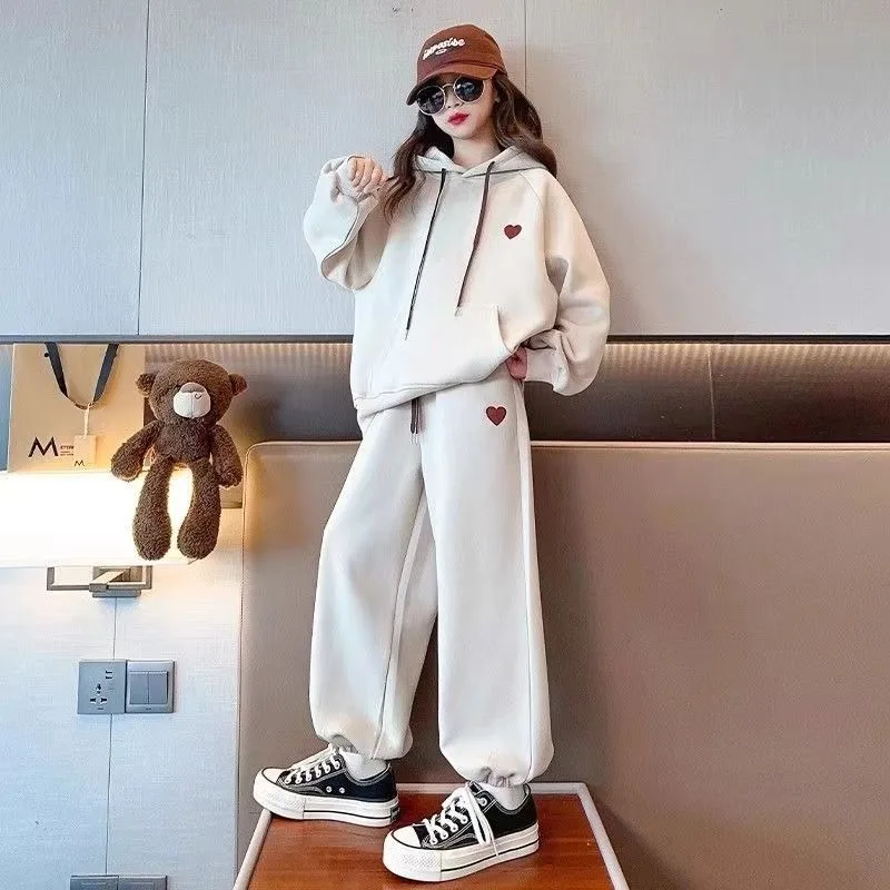 

Top & Pants 2-Piece Set Printed Casual Sports Hoodies Korean Children's Clothing 2025 Girls's Sets Autumn Winter Suit Style Two