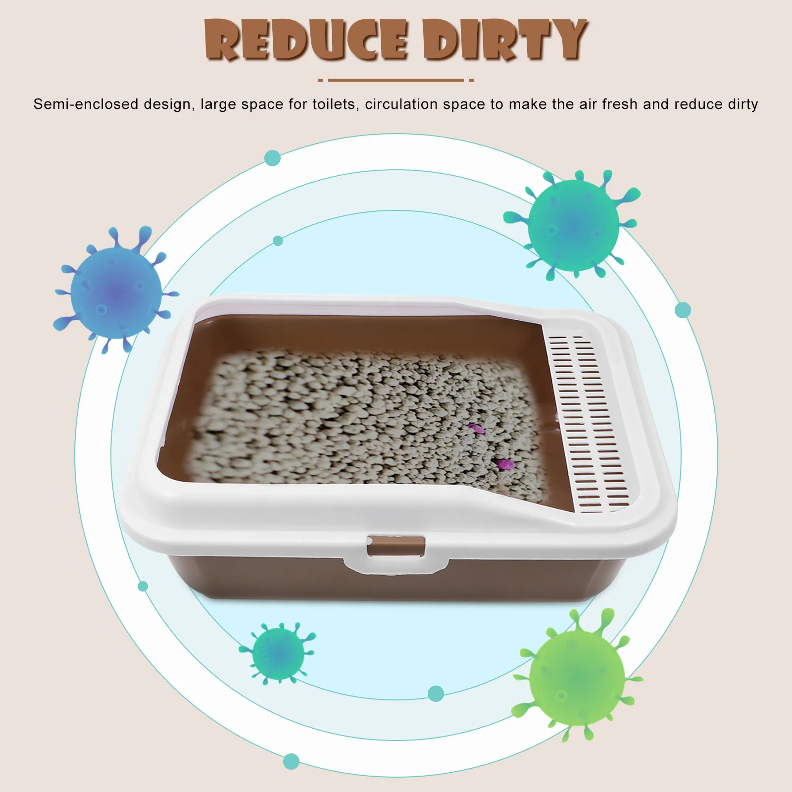 

Полузакрытый лоток для кошек с защитой от разбрызгивания, легко моющийся, прочный, для котят