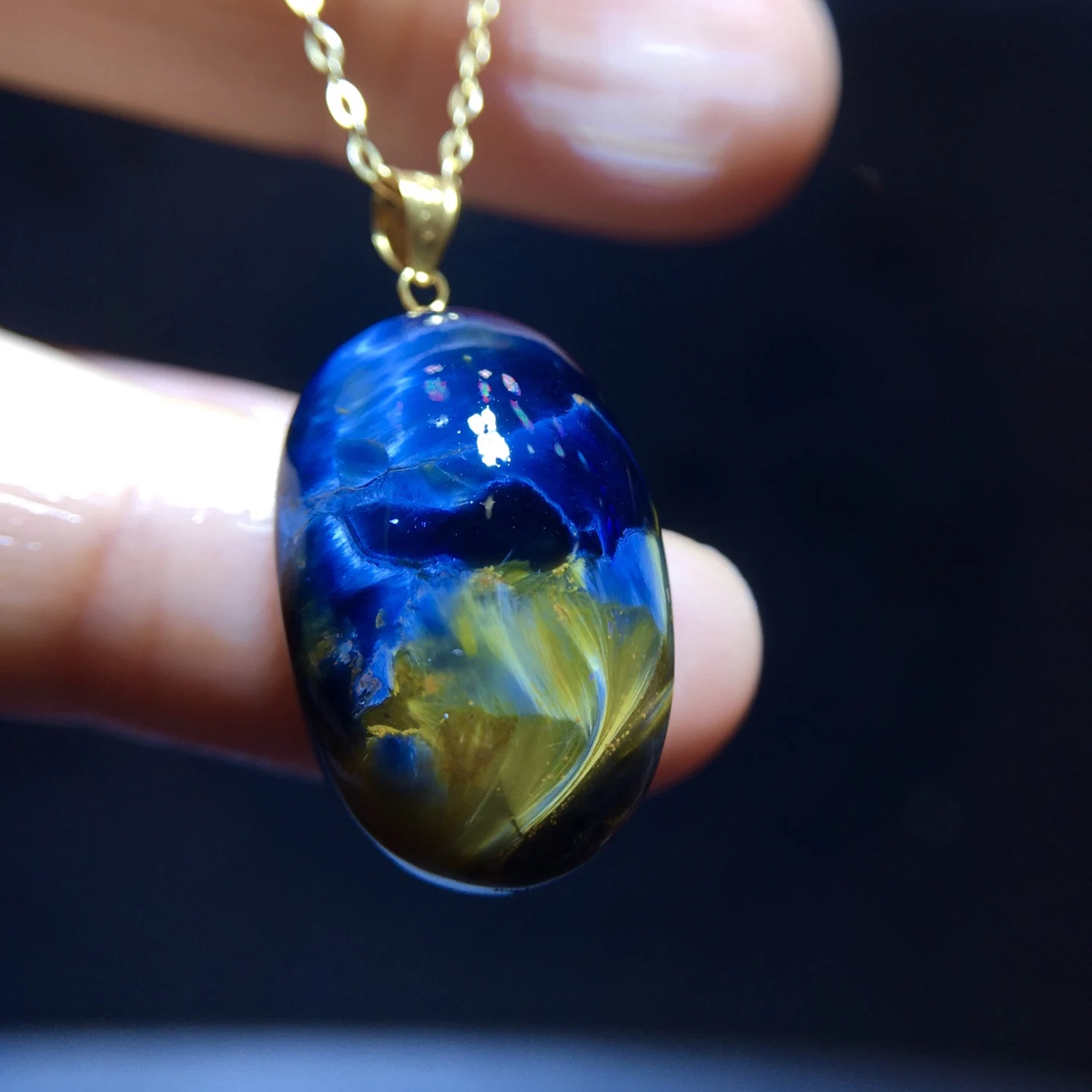 Natural Blue Pietersite Pendant 21.2/14mm Women Men Fire Pietersite Namibia Necklace Jewelry AAAAAA