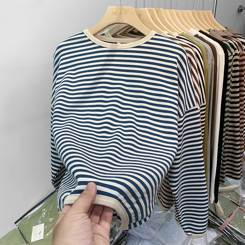 Spring Autumn Women Striped Long Sleeve T-shirts Cotton comforts Versatile Slim Fit Streetwear Tees Tops Round Neck New Fashion