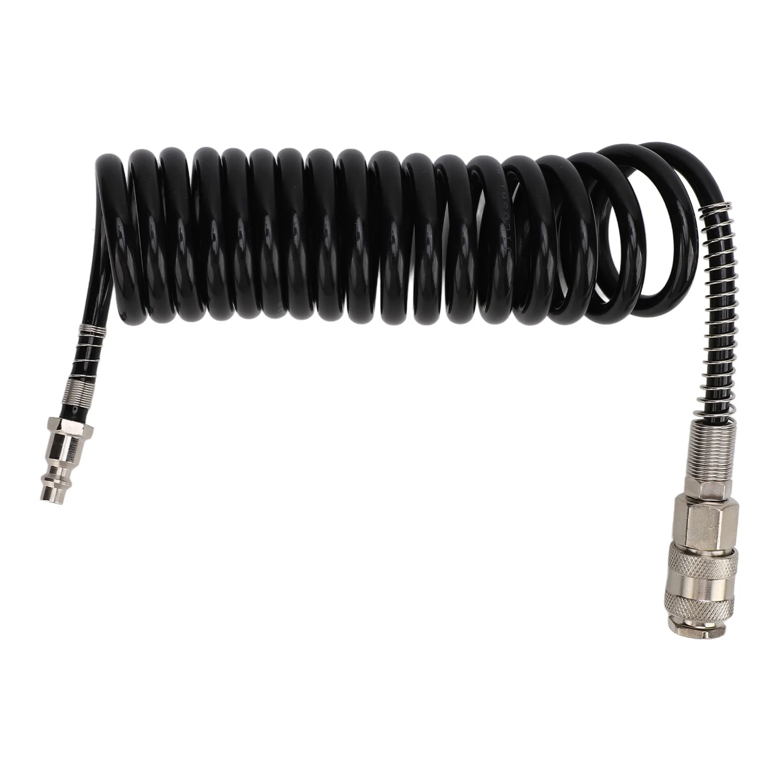 E2 3 Meters Recoil Air Hose Black Reinforced Abrasion Resistant Inflator Extension Tube with Bend Restrictor for Air Compressor