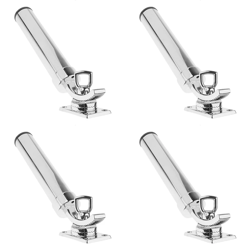 4X Boat Fishing Rod Holder Adjustable Fishing Rod Holder Boat Rod Holder Silver