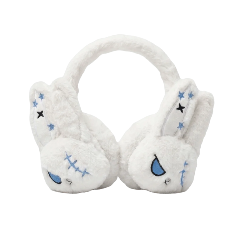 Bunny Winter Ear Warmers Soft Fluffy Cartoon Wounded Rabbit Earmuffs Cold-Resistant Star Pattern Fuzzy Ear Protection Commute