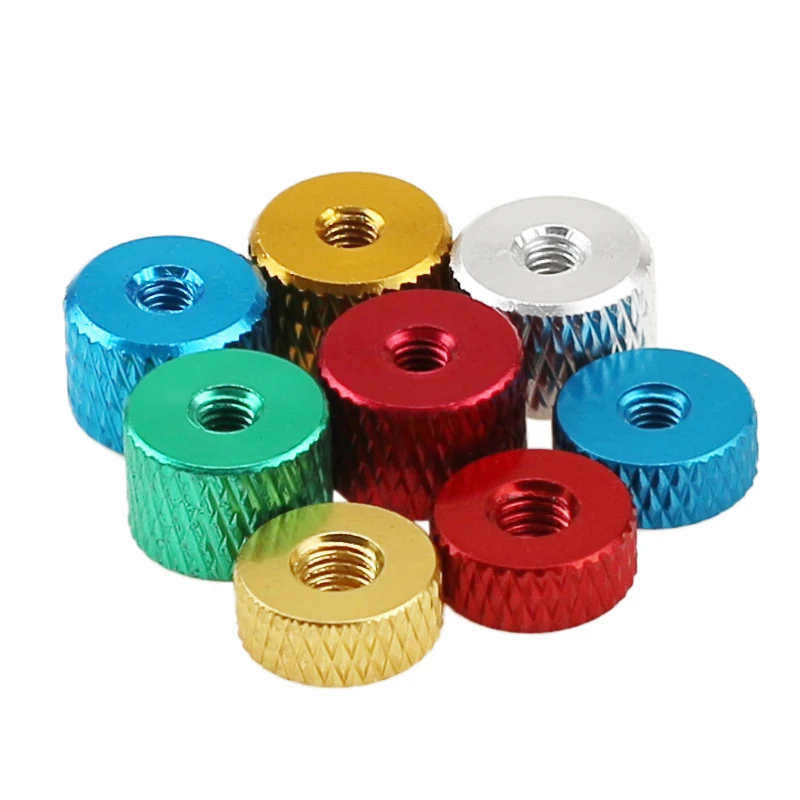 

M3 M4 Round Nut Aluminum Alloy Knurled Step Nut With Collar Thumb Nuts Black/Red/AluminiumOriginal/Golden/Purple/Green/Blue 1PCS