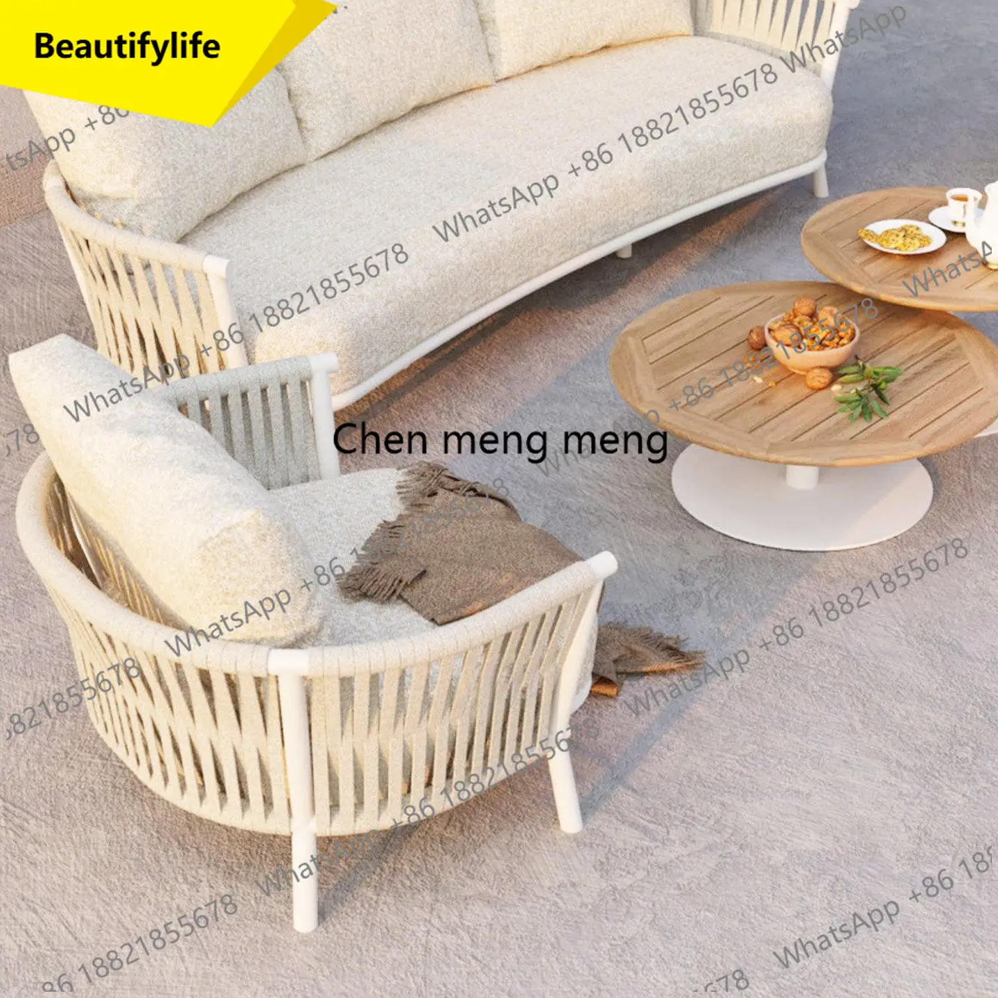 01A Outdoor rattan sofa aluminum alloy courtyard leisure outdoor garden waterproof and sunscreen hotel B & B