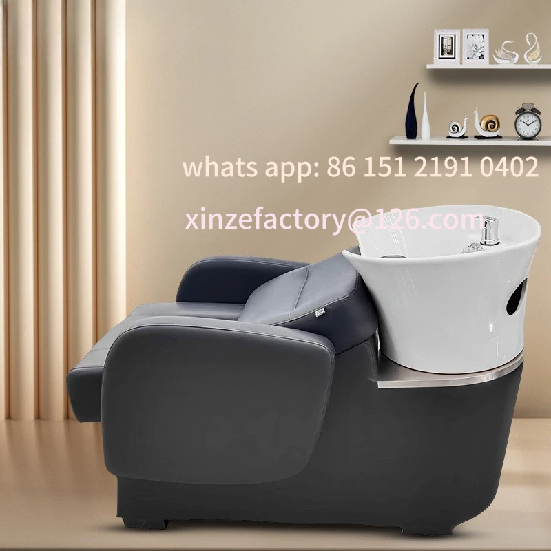 

Customizable hair salon special shampoo bed salon semi-reclining new foot pedal ceramic basin flush bed