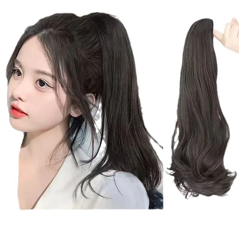 أنيقة مايكرو مجعد شعر مستعار طويل المرأة كليب على نمط الحد من العمر فو شعر مستعار بشري كامل قطع الألياف الآسيوية #5