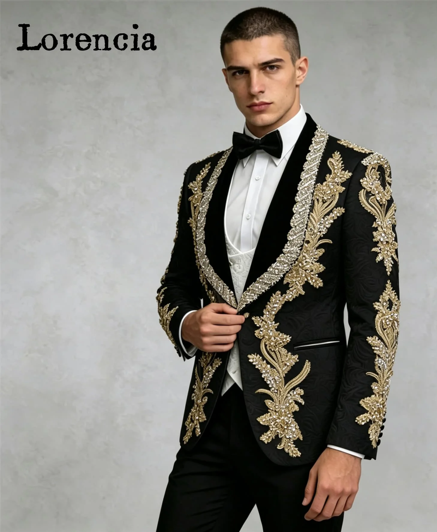 Luxury 3-Pieces Suit Crystals Jacket Vest Pant Attires Customized Men's Suit Set Rhinestone costume homme luxe haute qualité