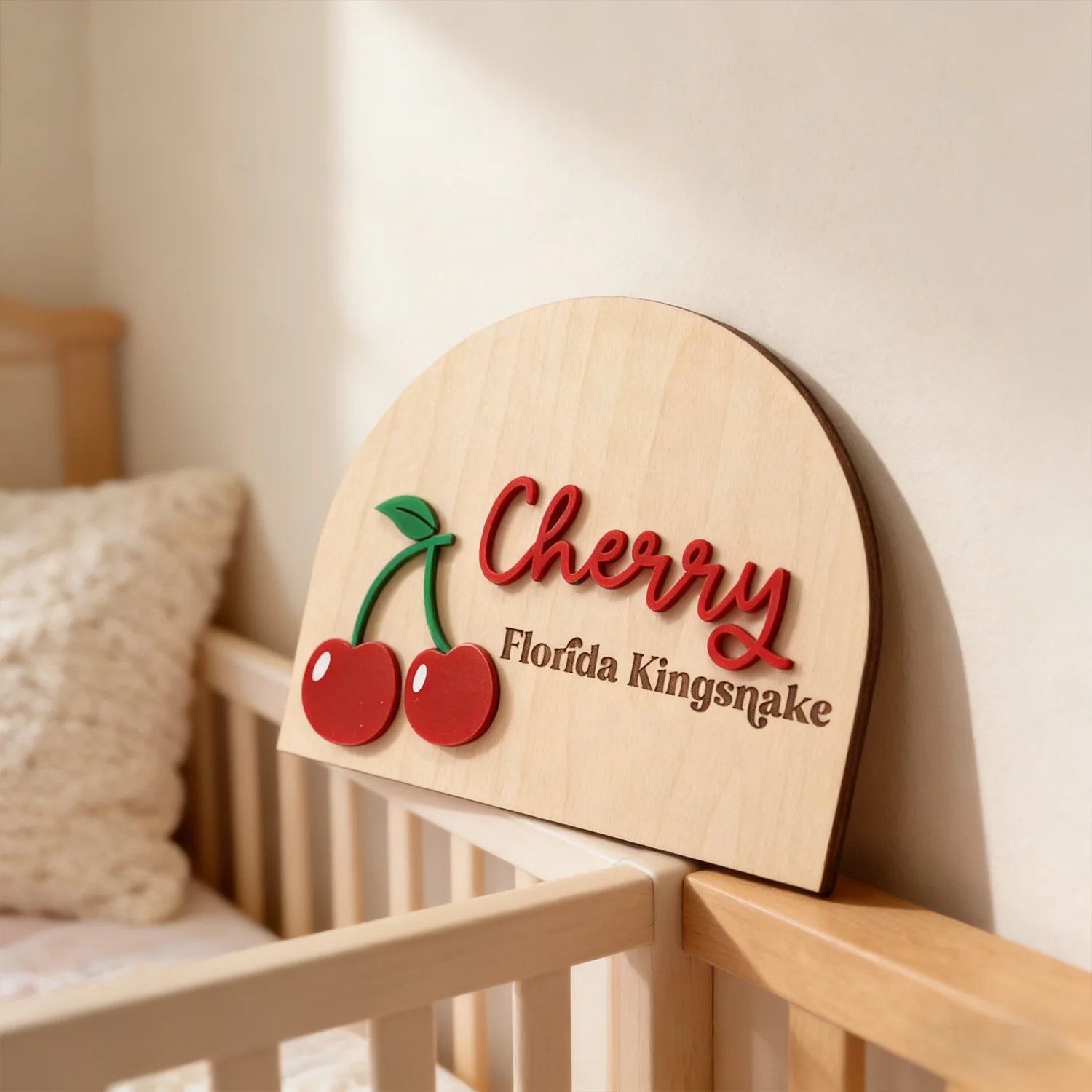 1pc Custom  Wooden Dual Name Sign with Cherry Ornament Personalized Tabletop Wall Home Decor Plaque