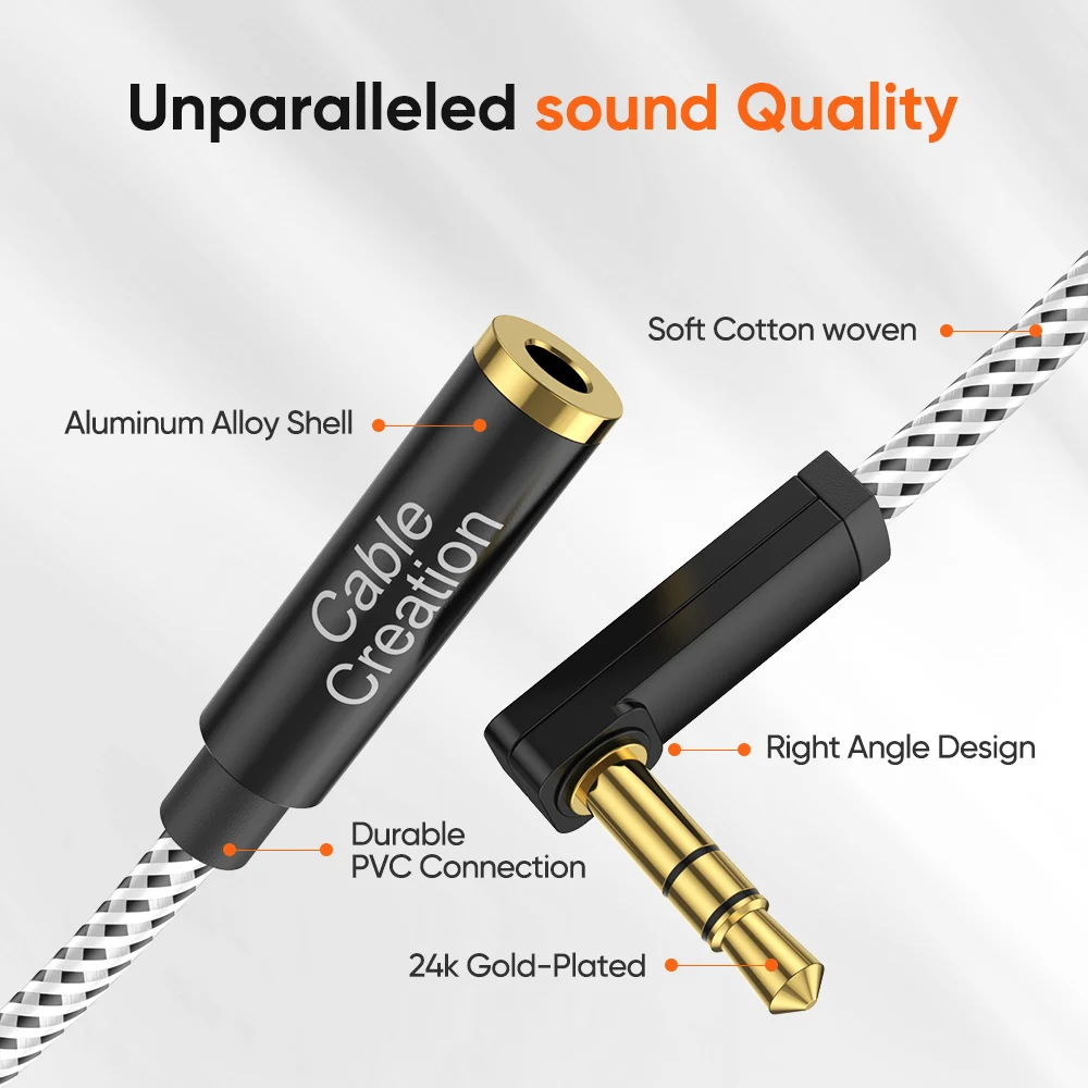 CableCreation 3.5mm TRS Jack  Audio Extension Headphone Aux Cable Male to Female for Car earphone Huawei P20 Xiaomi Redmi 5 Plus