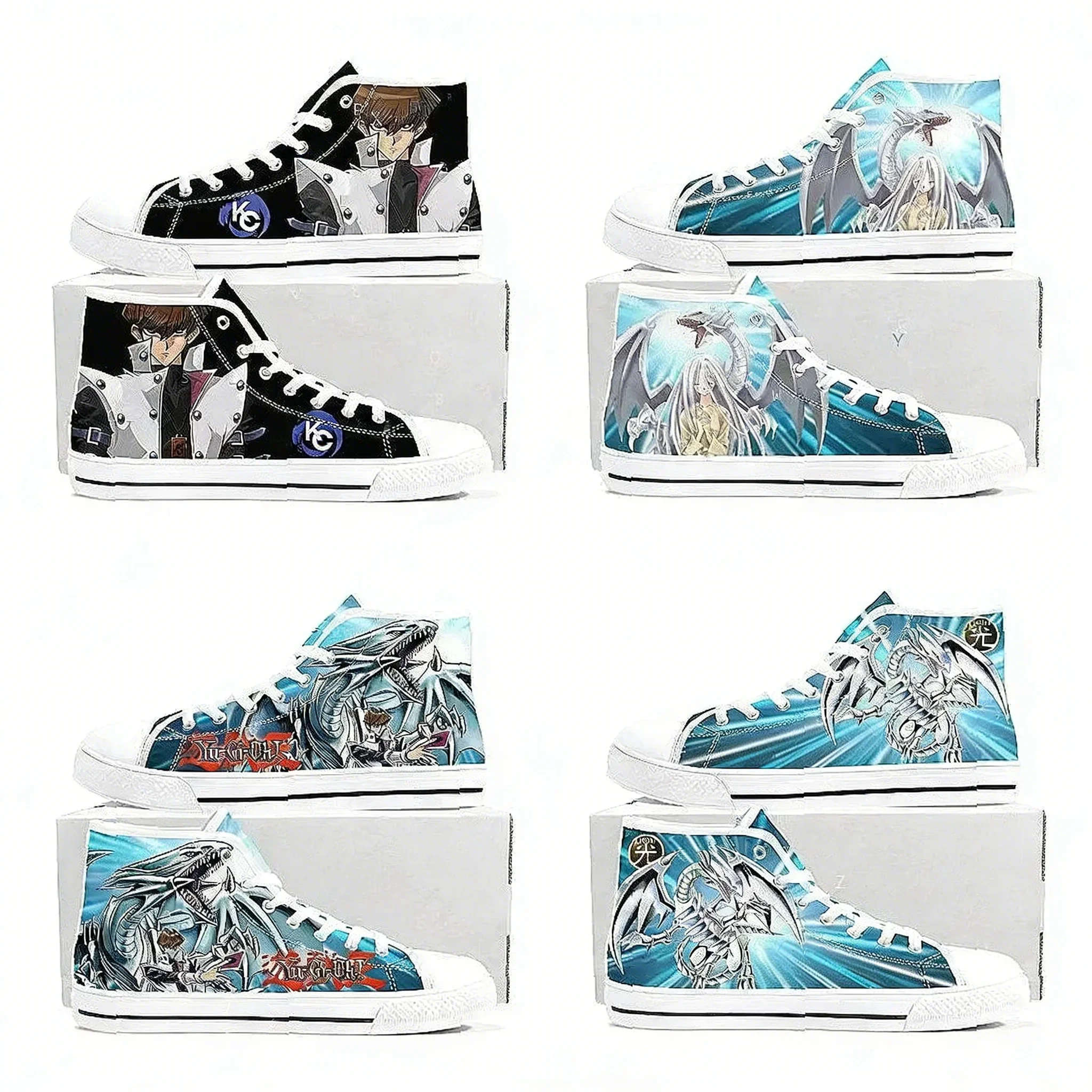 

Yugioh Blue Eyes White Dragon Canvas Sneakers, Seto Kaiba High Top Custom Shoes for Men Women Teens, Casual Couple Shoes