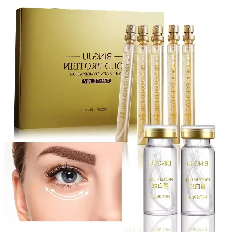 

Золотая протеиновая линия, впитывающая антивозрастная эссенция, наполнитель для лица против морщин, женский уход за кожей, линия на основе коллагена