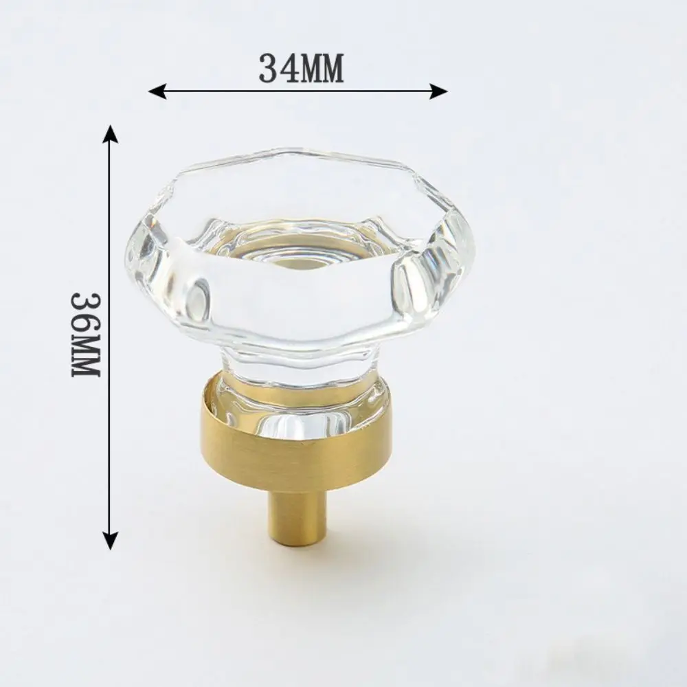 

Crystal Glass Furniture Handle Gold Base Single Hole Drawer Pull Handles Champagne / Transparent Luxury Kitchen Cabinet Knobs