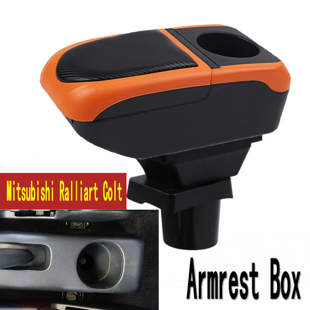 For Mitsubishi Ralliart Colt Armrest Box Arm Elbow Rest Center Console Storage Case with Cup Holder USB Port