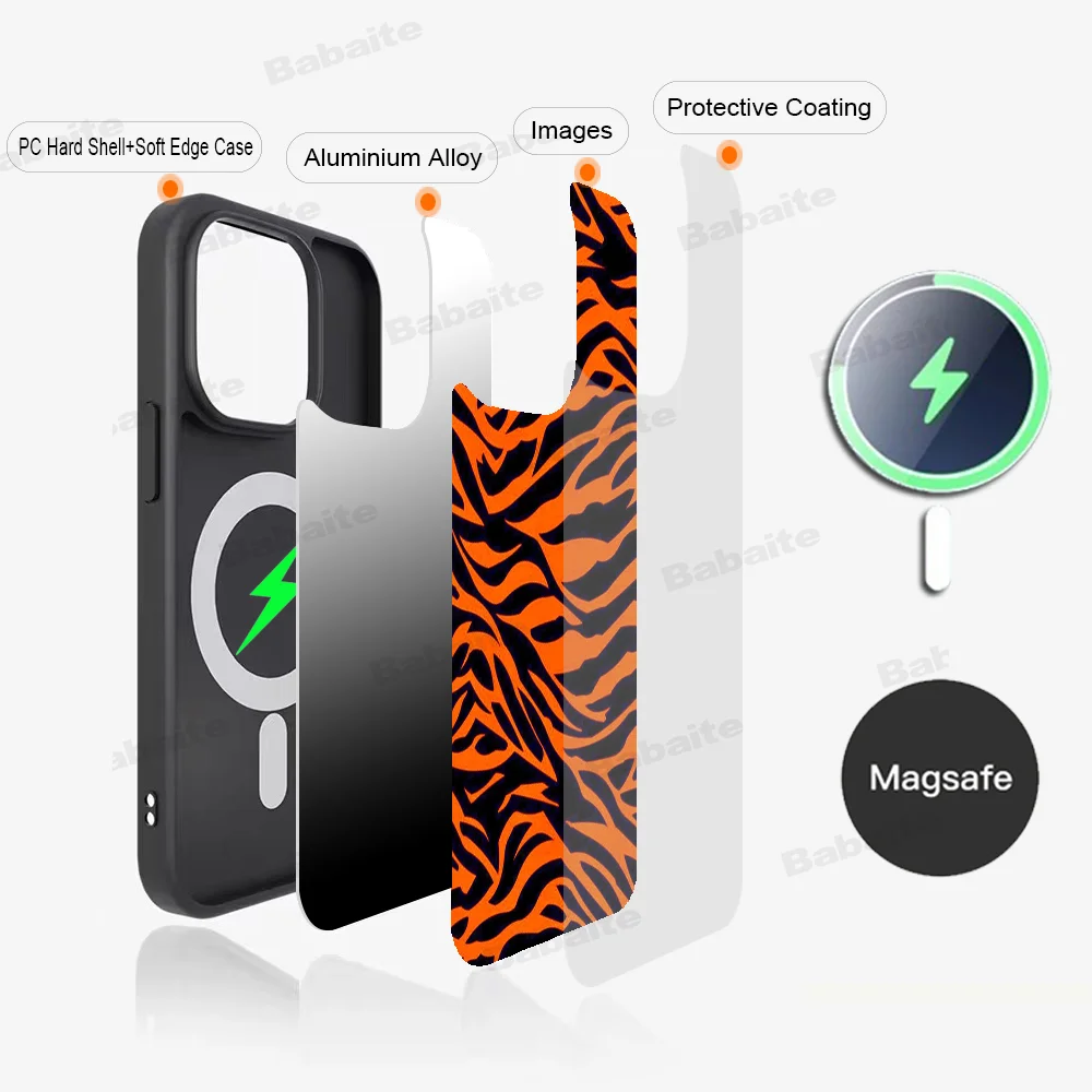 Cartoon Zebra Pattern Phone Case Magnetic Case For IPhone 16 14 13 12 11 15 Pro Max Plus For Magsafe Wireless Charge Cover