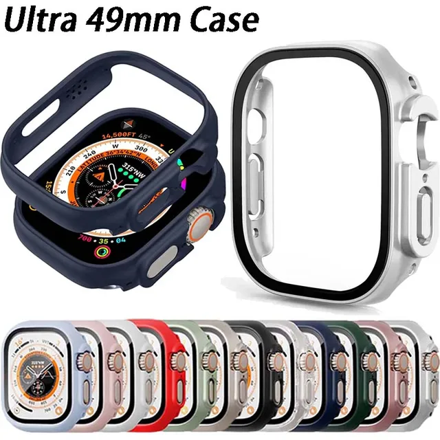 Szkło hartowane HD + etui do Apple Watch Ultra/2 49mm zderzak PC + osłona ekranu iWatch Series Ultra 49mm akcesoria do skorupy