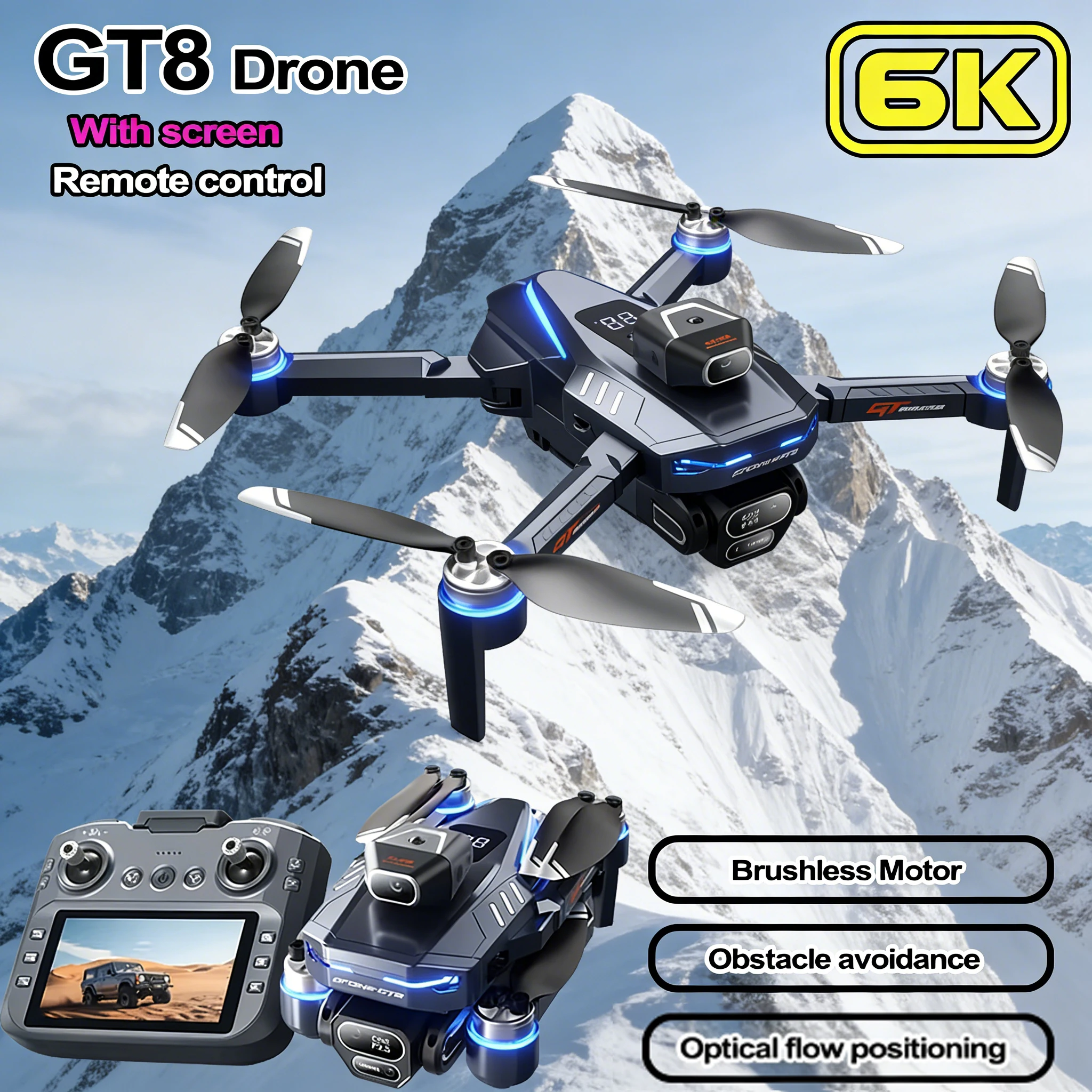 

2026 New Original GT8 Drone 4K Professional HD Dual Camera 8K Dron Brushless Motor 5G WIFI FPV Foldable RC Quadcopter Helicopter