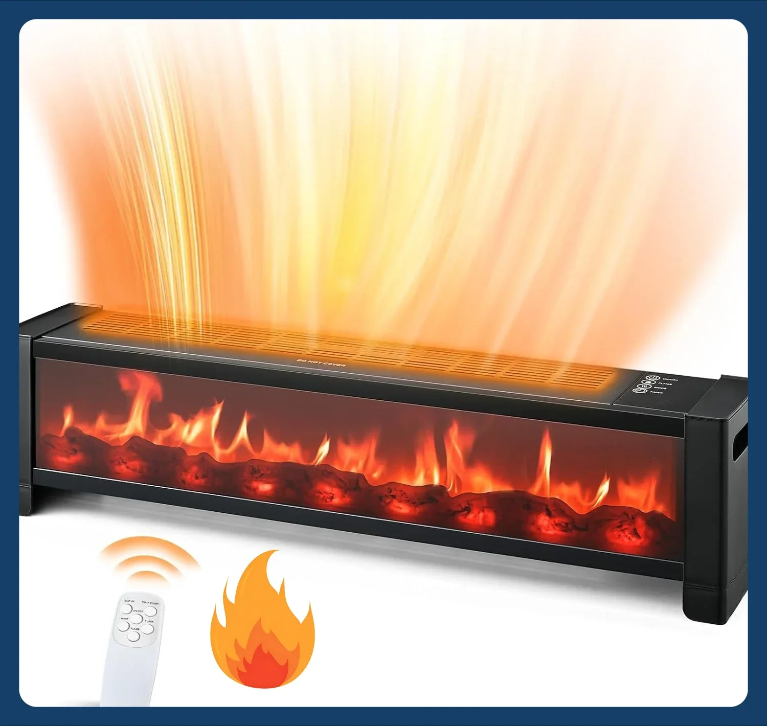 

[Discounted Price!]33” Baseboard Heater, 1500W Electric Fireplace with Top Air Outlet, Remote, Adjustable Thermostat, 12H Timer,