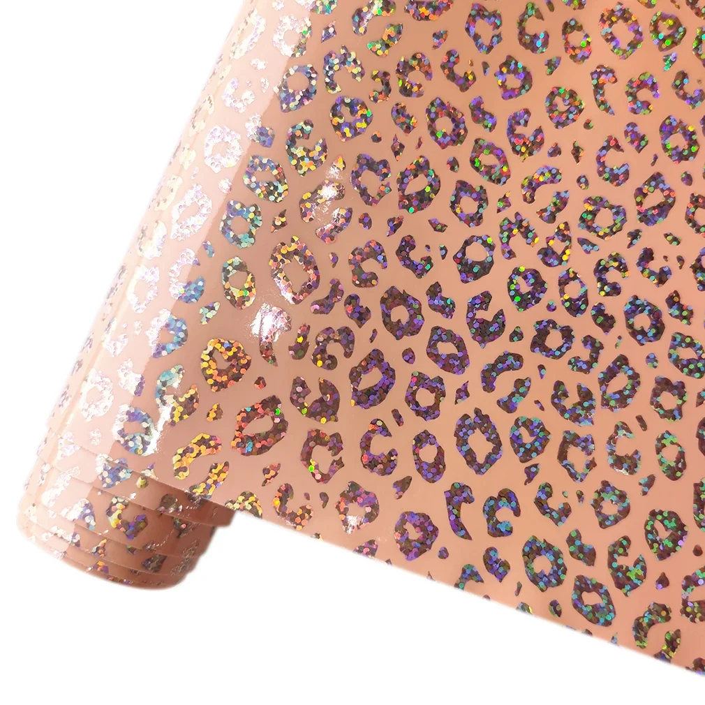 

Glitter Shiny Sparkle Leopard Print Fabric PU Leather Waterproof for Sewing Bows Craft Bags Handmade Material DIY 46*135CM