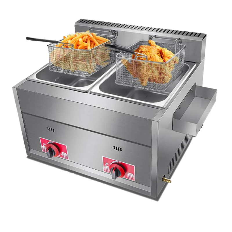 Gas Long Life 12L Fryer Double Can Gas Fryer Chicken Donut Fryer Restaurant Equipment Fry Machine