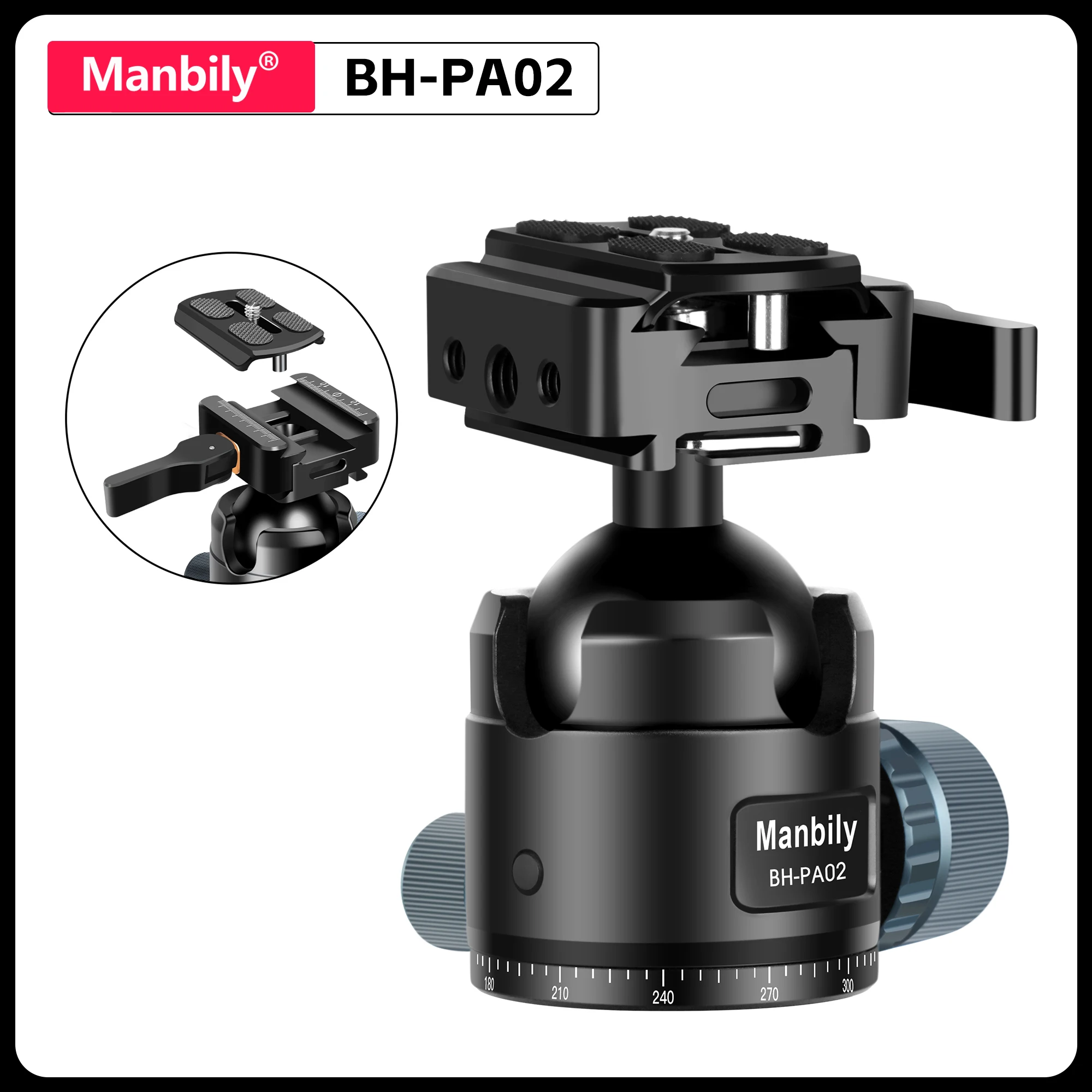 

Manbily Arca Swiss Ball Head Picatinny For Hunting shooting Tripod Photography Quick Release Clamp Mount Adapter Max Load 20kg