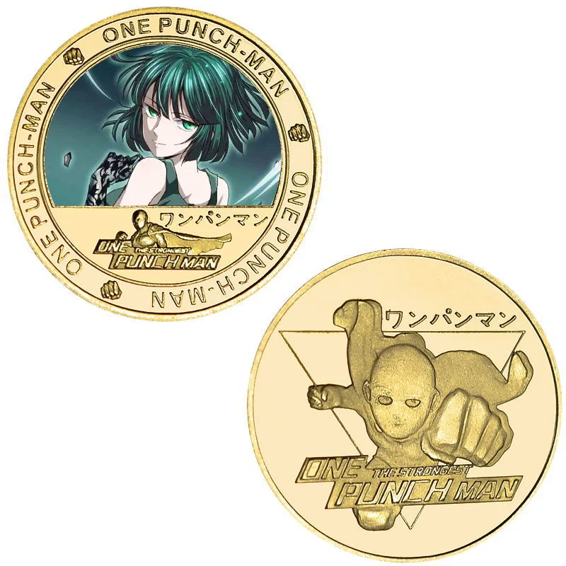 عملات معدنية قابلة للجمع من One Punch Man Saitama للأولاد والبنات معدنية ذهبية اللون ورهيبة تورنادو عملات تذكارية هدايا عيد الميلاد