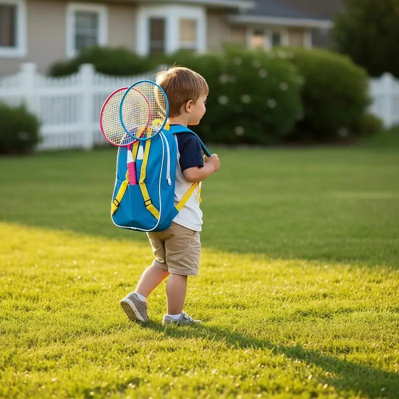 Kids Badminton Racket 2PCS Starter Set with 3 Balls Portable Comfort Handle for Outdoor Parent-Child Weekend Sports Time