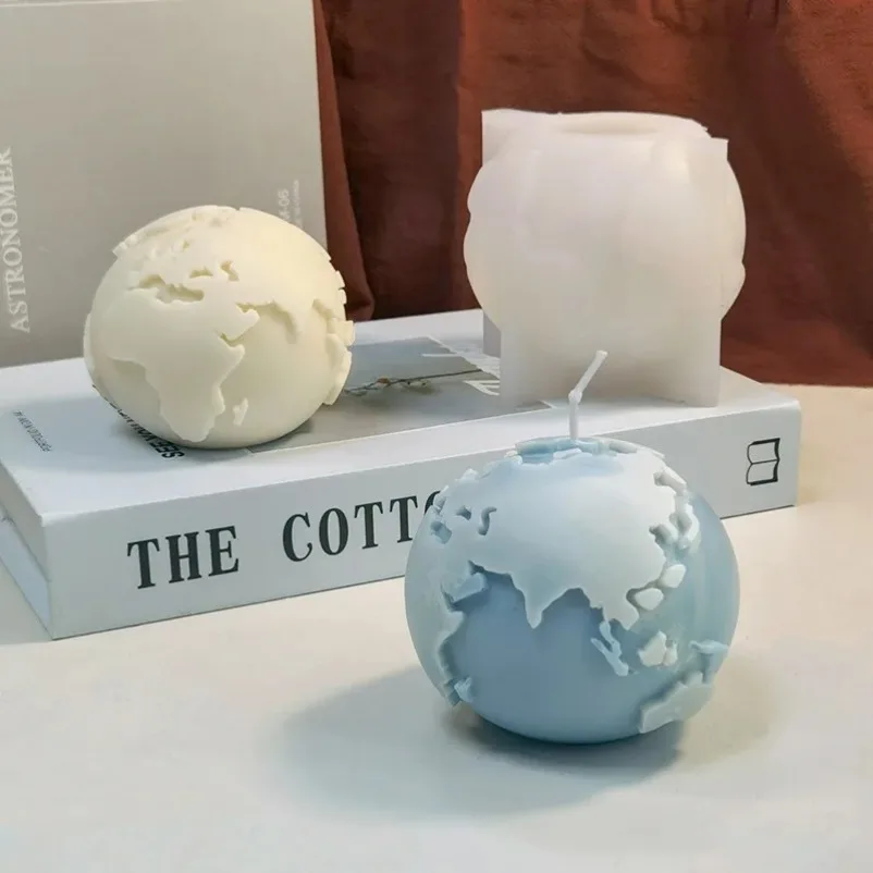 3D Earth Moon Silicone Candle Mold DIY Planet Crafts Resin Plaster Casting Molds Handmade Soap Making Tools Home Decor Gifts
