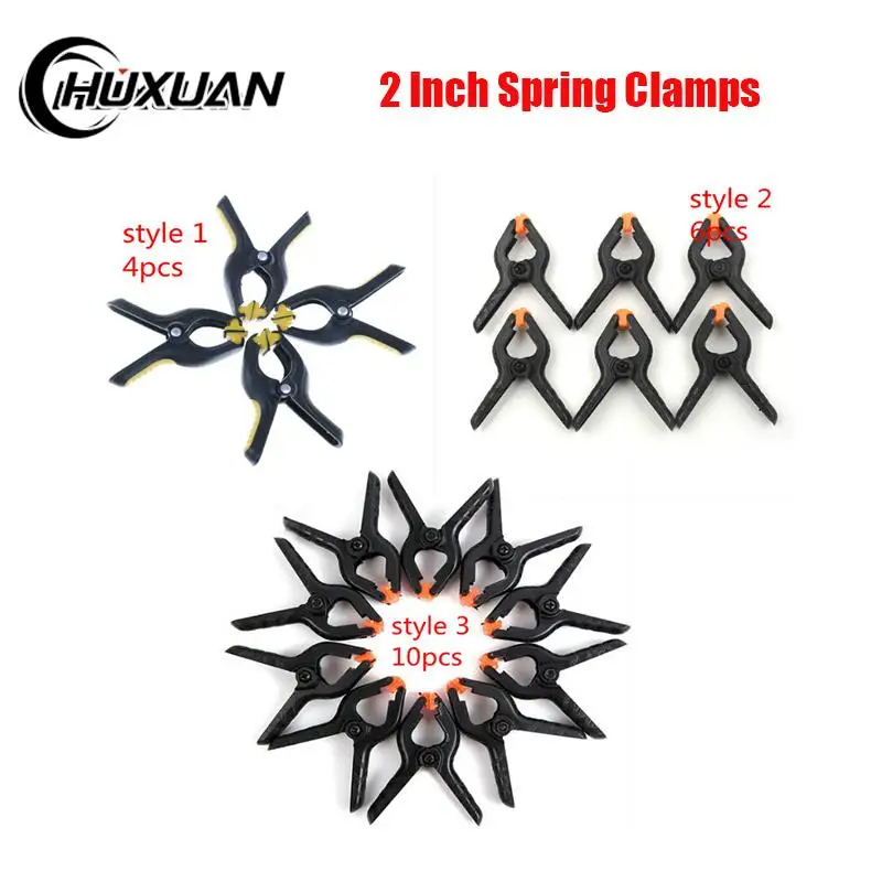 4/5/6/10pcs 2 inch Spring Clamps DIY Woodworking Tools Plastic Nylon Clamps For Woodworking Spring Clip Photo Studio Background