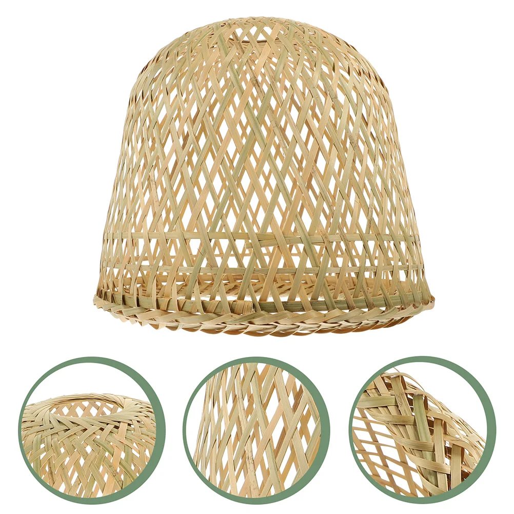 2 Pcs Bamboo Lampshade Woven Baskets Ceiling Light Bulb Pendant Household Lampshades Weaving Cover