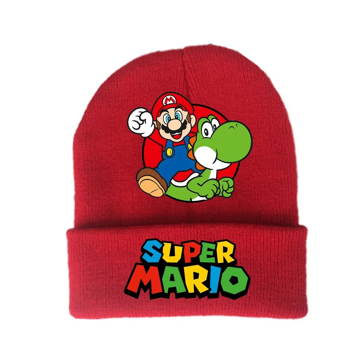 Anime Cartoon Super Mario Bros Warmth Printed Knitted Hats Winter Ear Protection Beanies Women Men Outdoor Hip Hop Pullover Hat