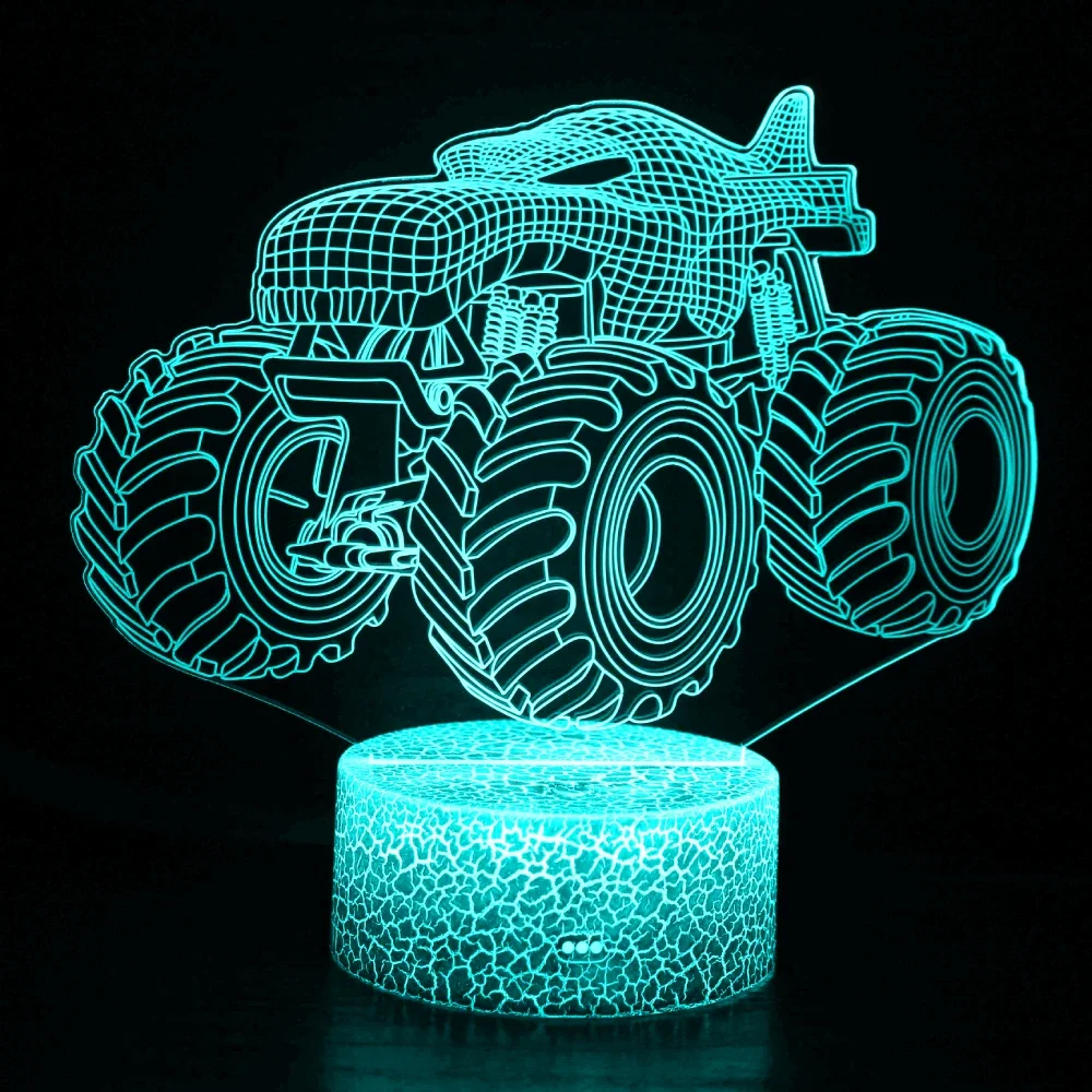 Nighdn-Monster Truck Veilleuse 3D pour Chambre d'Enfant, Lampe de oral et Icidal LED, Cadeaux de Noël et d'Anniversaire pour Bol Garçons et Hommes, 7 Couleurs