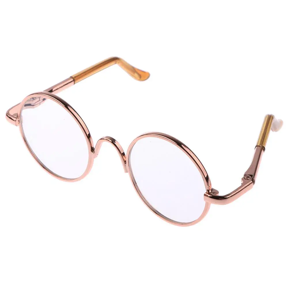 แว่นตาโลหะทรงกลมสำหรับตุ๊กตาบลายธ์ เลนส์ใส สไตล์วินเทจ สำหรับตุ๊กตาขนาด 1/6