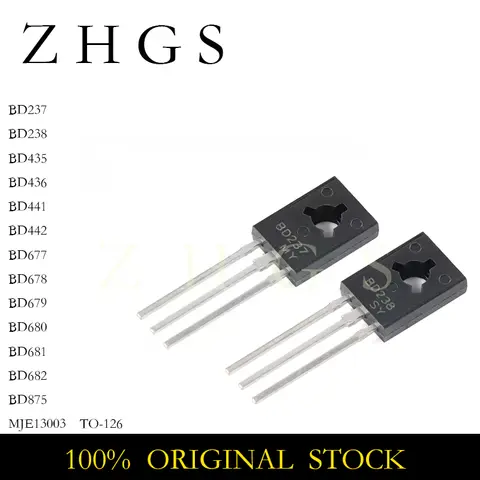 10pcs BD237 BD679 BD680 BD681 BD682 TO-126 BD238 BD677 BD678 BD875 BD435 BD436 BD441 BD442 MJE13003 TO126 Transistor