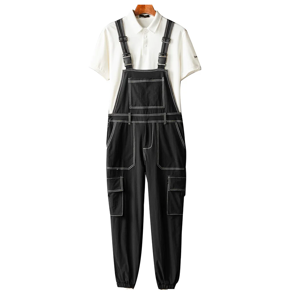 

Men Joggers Bib Overalls Multi Pockets Cargo Pants Adjustable Suspenders Coveralls Summer Jumpsuits