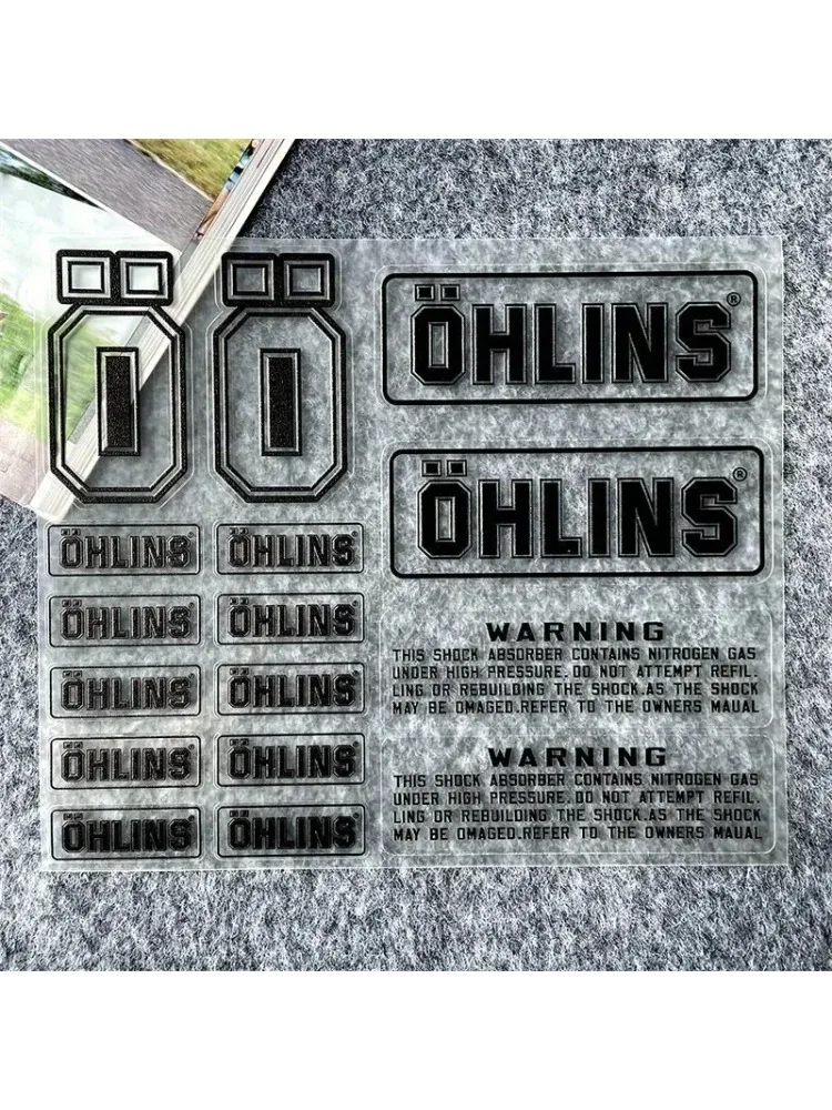 AliExpress NONE 1SET OHLINS Transparent PVC Shock Absorber Decal Black Text White Background Motorcycle Bike Decor Sticker