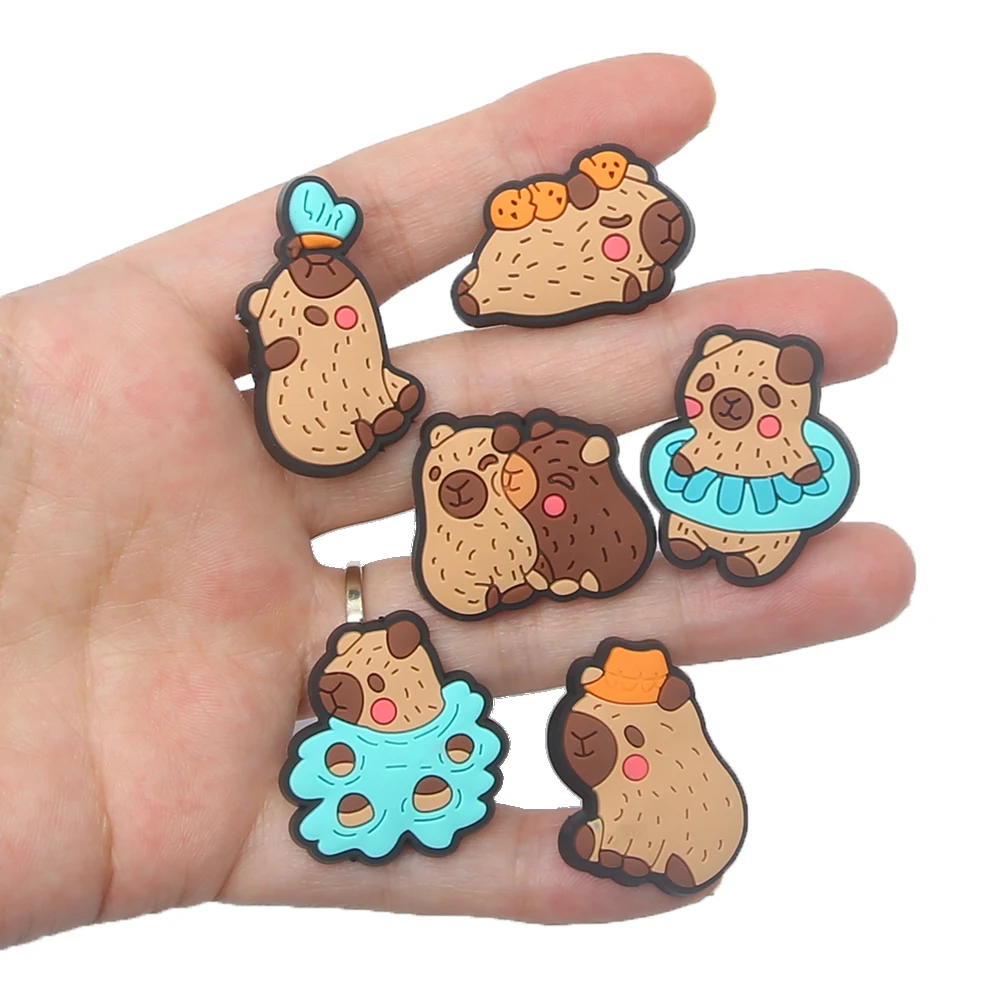 Popular 1pcs Capybara bear PVC Cute Garden Shoe Buckle Decoration Suitable for odile Children's Christmas Gift