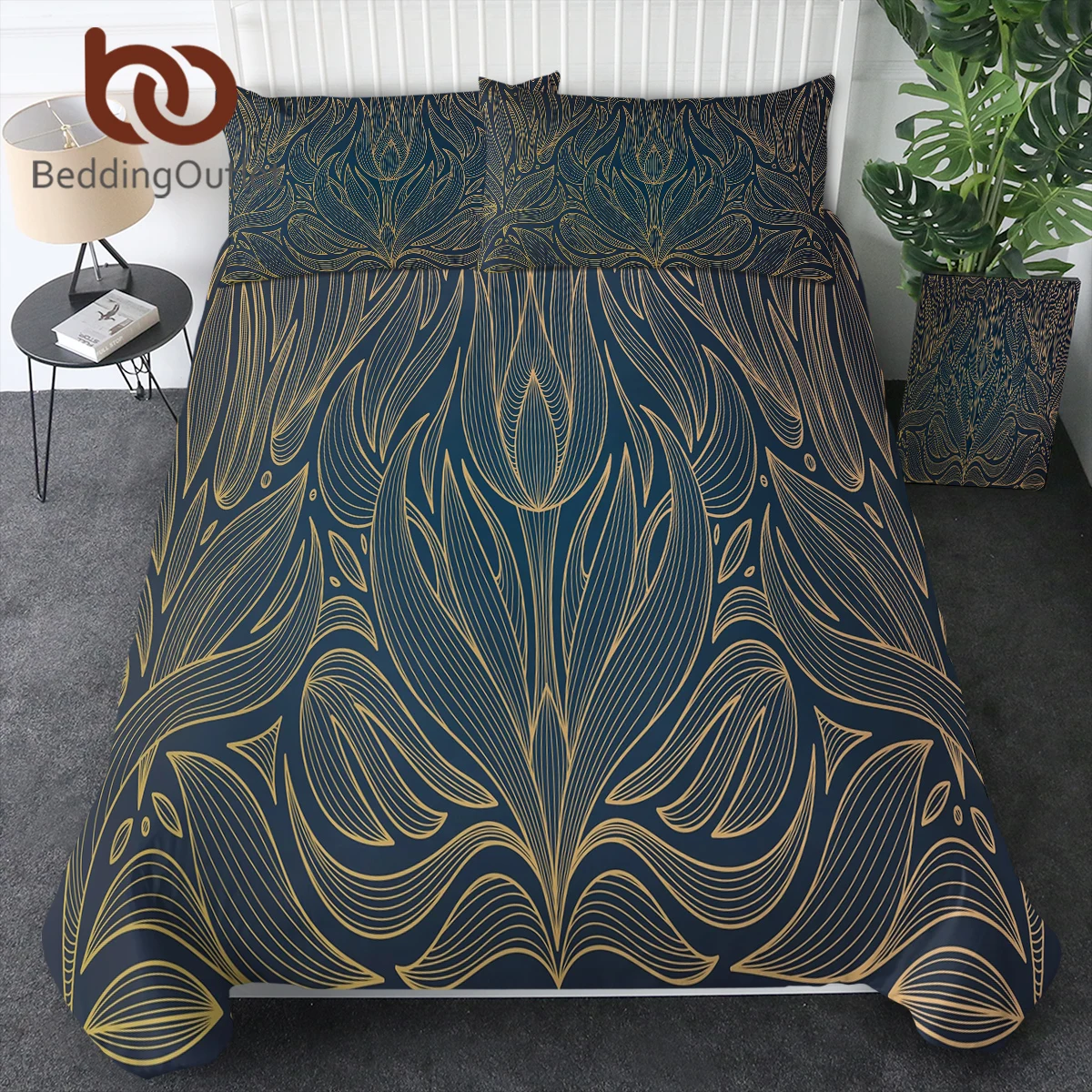 

BeddingOutlet Luxury Lotus Flower Duvet Cover Home Sofa Comfortable Quilt Cover With Pillowcase For kids Adults Bedroom Decor