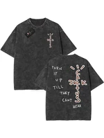 100% coton surdimensionné t-shirt pour hommes femmes HipHop lavé t-shirts cactus jack à manches courtes cadeau hauts regarder maman je peux voler K39 5