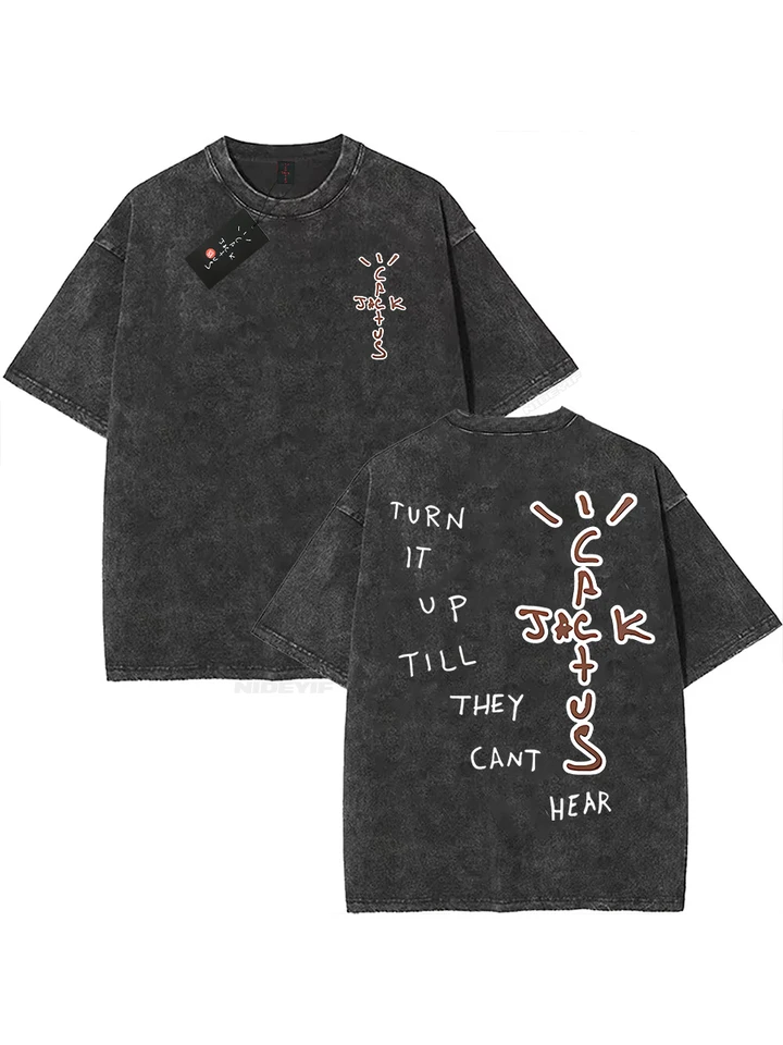 Camiseta Oversized 100% Algodón para Hombre y Mujer, HipHop, Lavada, Cactus Jack, Manga Corta, look mom i can fly K39 5