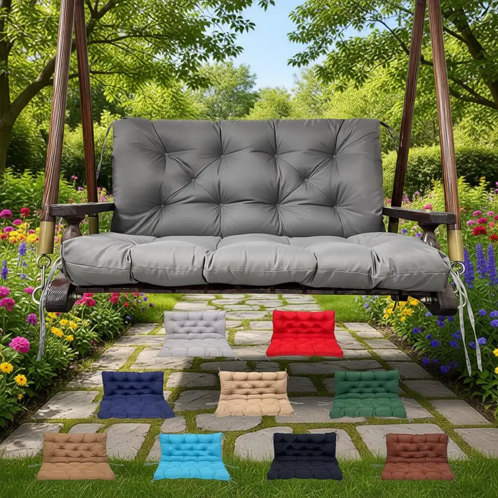 

2-3 Seater Outdoor Waterproof Patio Bench Cushion with Ties - 4 Thick for Garden Swing Chair or Loveseat Furniture