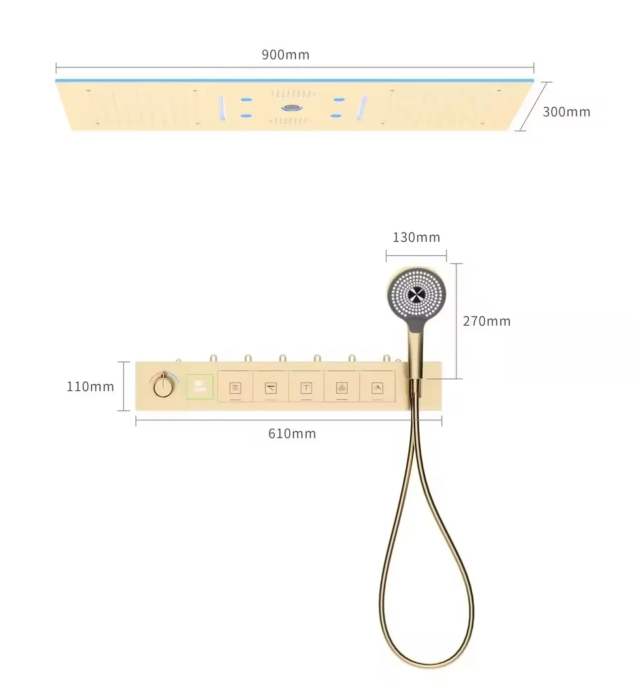 المبيعات الساخنة 900*300 مللي متر LED الموسيقى دش مجموعة المطر العمود شلال ضباب دش رئيس ثرموستاتي شاشة ديجيتال دش الحنفيات مجموعة