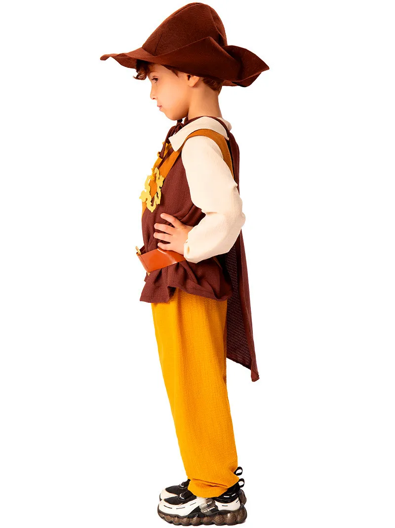 Costume Médiéval à Manches sulfet Pantalon avec Ceinture pour Enfant Garçon, Tenue 7,5 Plis, Uniforme de Performance pour ixd'Halloween et de Noël